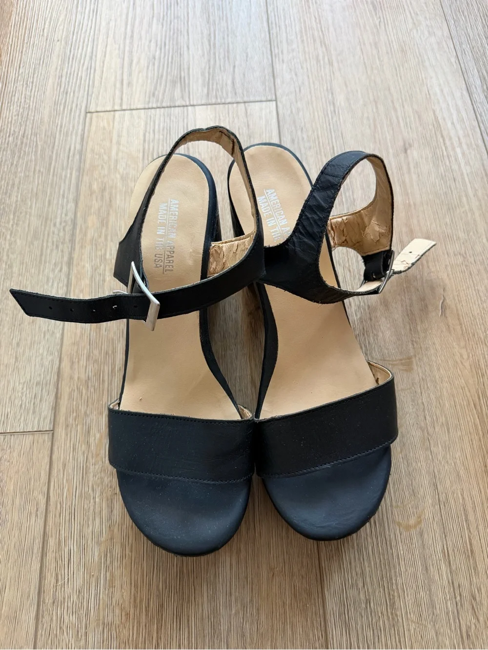 American Apparel Black Wooden Sandals